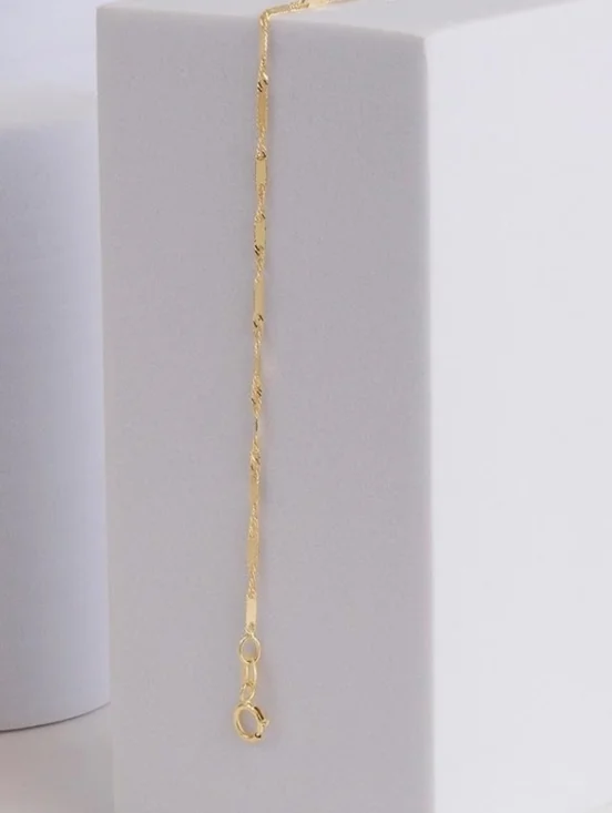 NIB 14K Solid Yellow 1mm Singapore Bar Chain 20" - Picture 9 of 14